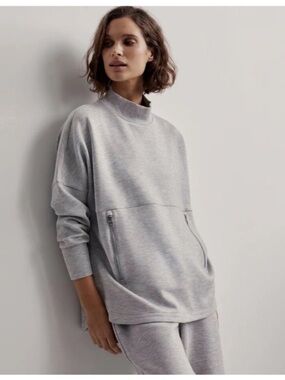 Varley Heather Gray Mock Neck Pullover Bay Sweat